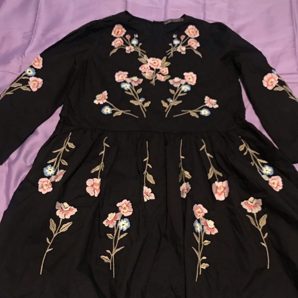 Babydoll  style dress  with Flower Embroidered